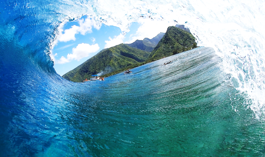 Surfing in Tahiti